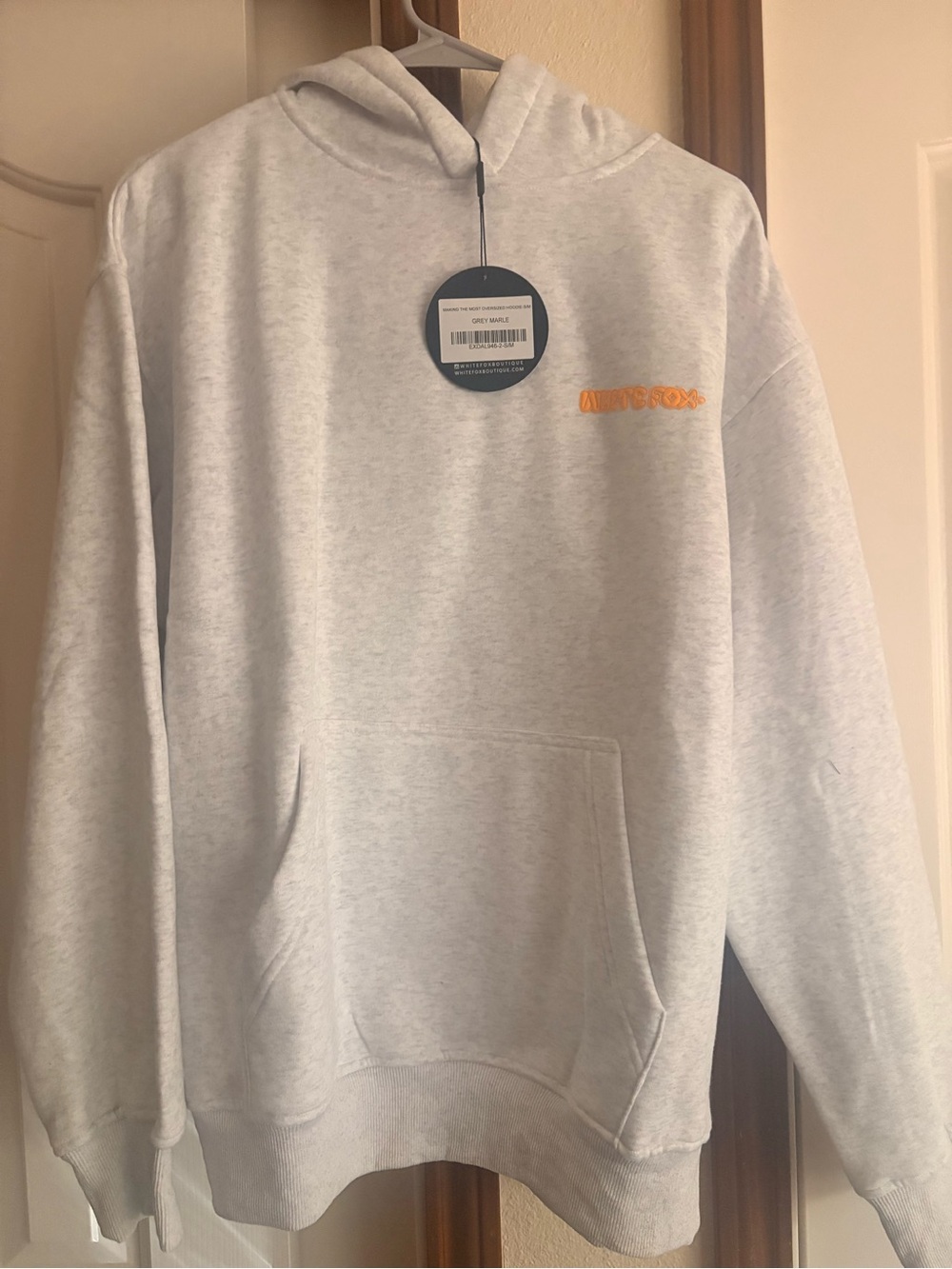 White Fox Light Grey w/Orange Logo Hoodie
